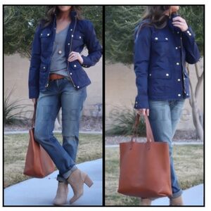 NWT j.Crew Downtown Field Jacket Waxed Cotton Blue Women's S